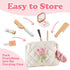 Set 16 3 4 5 6 7 8 Wooden Makeup Toy for Toddlers, Pieces Pretend Play Beauty Salon Kit with Styling Tools, Cosmetics