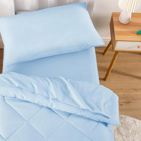 Set 4 Set Wake In Cloud - Toddler Bedding for Boys Girls, Pieces Soft Crib Bed Including Comforter, Sheets