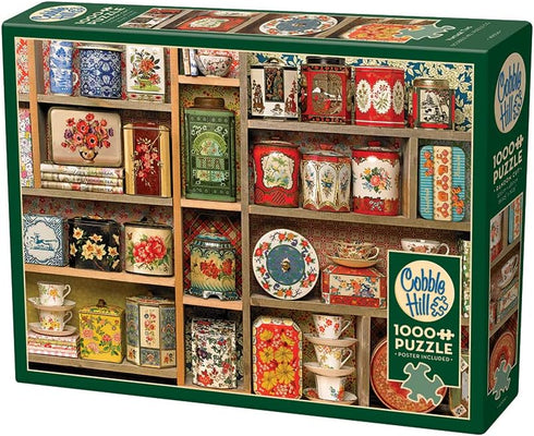 Cobble Hill 1000 Piece Puzzle Vintage Tins, Sample Poster Included
