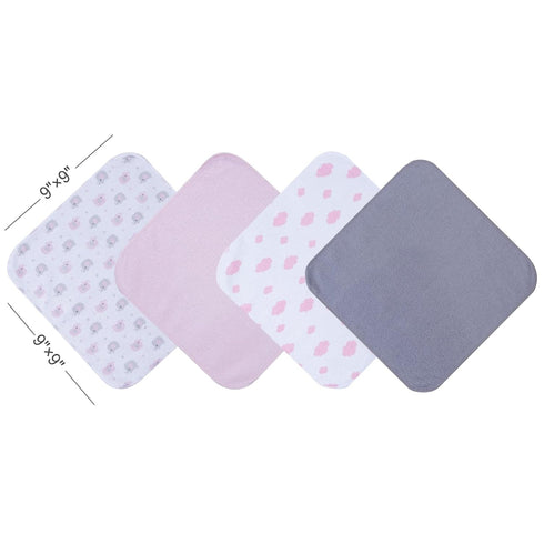 Viviland Baby Washcloths, 24Pack Soft Absorbent Towels for Newborn, Pink Elephant, Gentle on Sensitive Skin