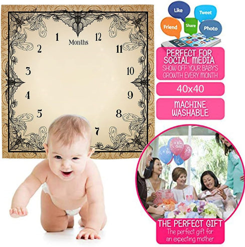 Bats Baby Monthly Milestone Blanket, 48x40in Soft Flannel, Gothic Style Halloween, Newborn Mom Gifts, Baby Shower Age