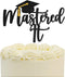 Black Glitter Mastered It Cake Topper - College Grad Congratulations MBA Graduation Party Decorations