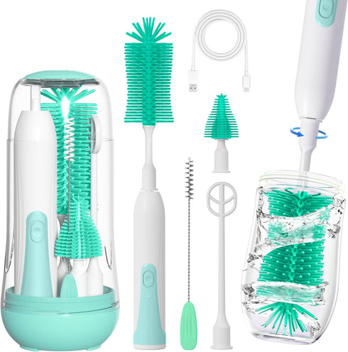 Electric Bottle Brush Cleaner, Portable Rechargeable Baby Bottle Cleaner Kit for Travel
