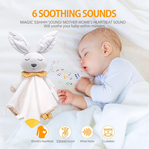 BEREST Rechargeable Baby Sleep Soother Bunny Lovey- White Noise| Heartbeat| Shushing| Lullaby Infant Sleeping Aid