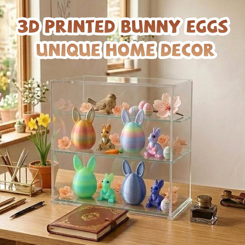 ZIFMDYE 3D Eggs,3D (4PCS) Printed Easter Eggs with Bunny Inside,Easter Surprise Rabbit Printed Animals, Easter Basket
