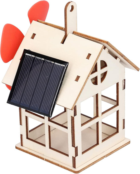 Windmill Wooden House Experiment Toy, Solar Powered DIY Kids Science Educational Experiment Toy