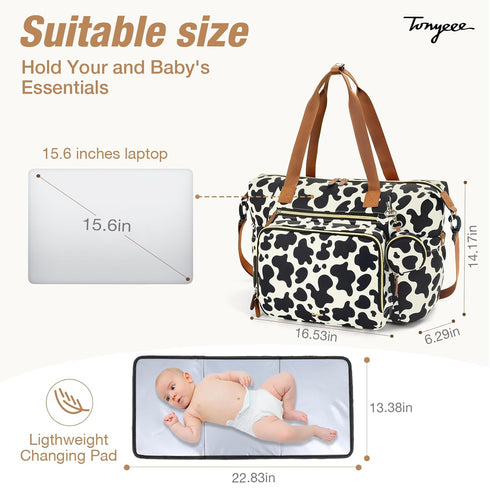 Diaper Bag Tote, Large Baby Diaper Bags for Travel, Hospital Bag for Labor Delivery with Pacifier Case, Changing Pad
