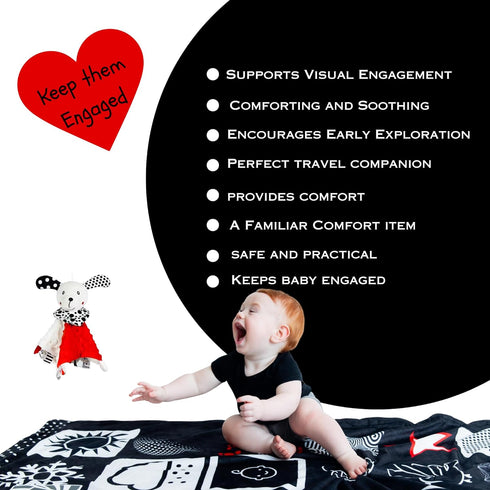 Lovey Security Blanket High-Contrast Plush Comfort Toy & Soft Blankie for Babies and Newborns (Multiple Designs) (Dot