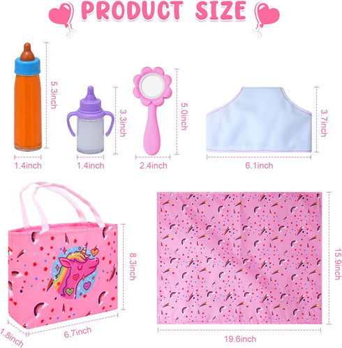 20 Pack Set 2 2 18 Inch Baby Doll Accessories, Baby Disappearing Doll Feeding and Caring with Milk & Juice Bottles, Toy