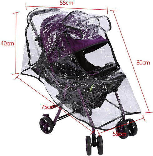 Fdit Clear Baby Stroller Rain Cover PVC Universal Waterproof Ventilation Windproof Dust Weather Umbrella Pram Cover Accessory