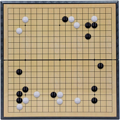Medium Magnetic Go Chess Set Game: 19x19, 11 Inch Portable with Single Convex Plastic Stones, Classic Strategy Game