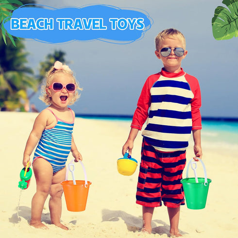 24 End of Year Student Gifts Beach Sand Toy Set with Plastic Buckets, Shovels, Gift Cards, Ribbon, and Beach Pails for