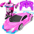 Pink Remote Control Car Toys for Girls 3-12, 2.4Ghz Transformation Robot RC Cars with One-Button Deformation & Drifting