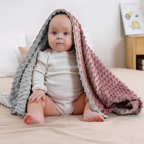 30x40inch kmilro Baby Blanket for Unisex Boys Girls Super Soft Double Layer Dotted Backing Nursery Minky Blankets
