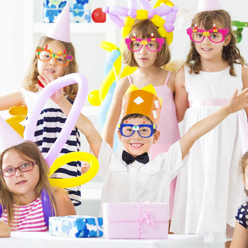 Hooqict 9 Pcs DIY Building Blocks Glasses, Creative Building Block Party Supplies for Kids Birthday Party Favors