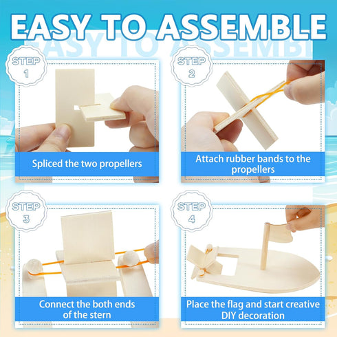 Amersumer 10 Pcs DIY Toy Wood Boat Craft Kits - Mini Wooden Sailboat Kits for School Projects, Make Your Own Sailboat