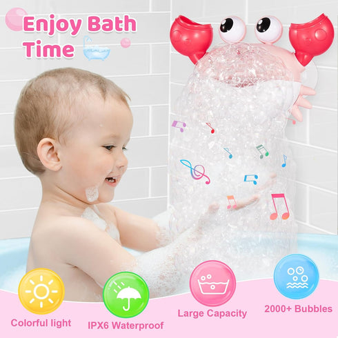 Gigilli Crab Baby Bath Toys, Rechargeable Bath Bubble Machine for Toddlers, Automatic Shower Bathtub Bubble Maker with Music Bath Toys for Kids Boys Girls Birthday Gifts