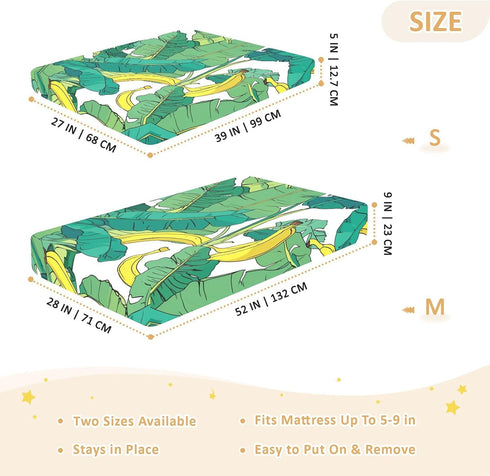 Bseiialft 52 28 Banana Leaves Tropical Crib Sheets for Boys Girls Soft and Breathable Cotton Baby Sheets for Standard