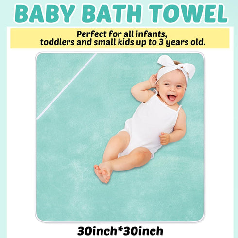 Chumia 6 Pack Baby Bath Towel, Coral Fleece Soft Absorbent Newborn Hooded Towel 30 x 30 Inch for Babies