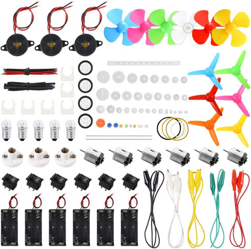 Sntieecr 6 Set 131 PCS DC Motors Kit, Mini Electric Motor 1.5-3V 15000RPM with Plastic Gears for Kid DIY STEM Project