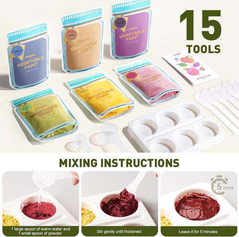 6 Jar Melo Washable Finger Paints Powder for Toddlers, Safe Paints for Baby's Hand and Feet, Non-Toxic Preschool Art
