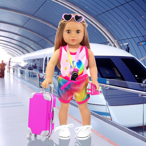 24 18 Inch Set 18 Inch ZITA ELEMENT Pcs Girl Doll Accessories Suitcase Luggage Travel Including Doll Clothes Luggage