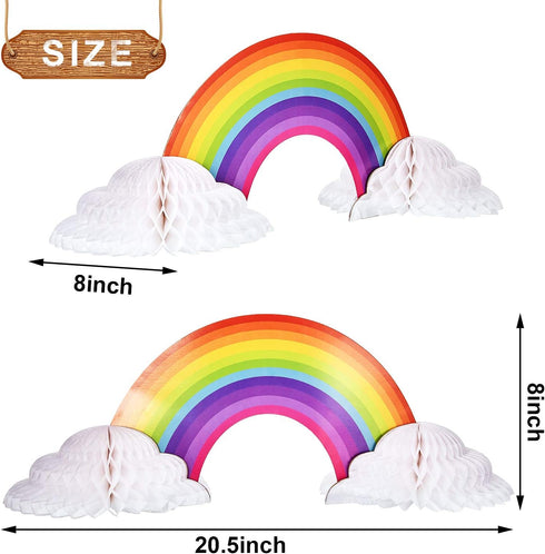 WILLBOND 4 Pieces Rainbow Honeycomb Paper Centerpiece, Rainbow Party Table Decoration for Events