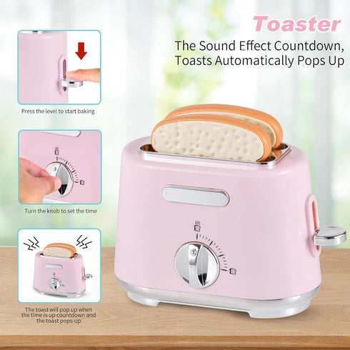 Ehome Play Kitchen Toys Set with Coffee Maker, Mixer, Toaster for Kids Ages 4-8
