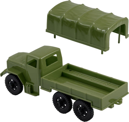 Tim Mee Toy TimMee M34 Plastic Army Men Trucks - OD Green Deuce and a Half Cargo Vehicles US Made