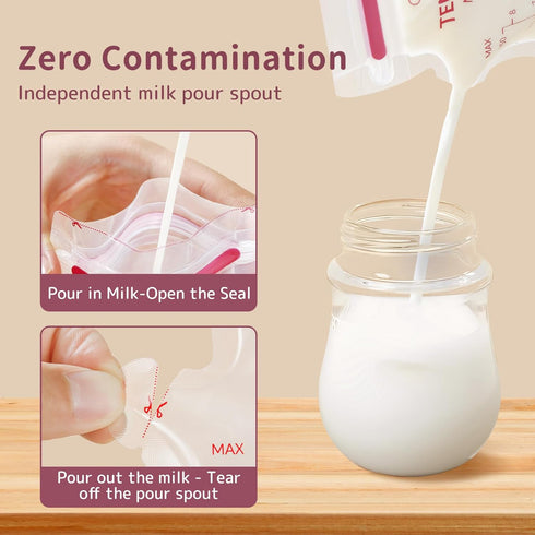 Breastfeeding(8 120pcs,BPA Breastmilk Storing Bags,Disposable Self Standing No-Leak Milk Storage Pouches,Temp-Sensing