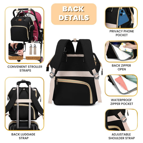 Backpack ROSEGIN Diaper Bag with Changing Pad Pacifier Case, Baby Bag for Boy Girl Toddler - Large,Stylish, Waterproof