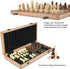 AMEROUS 15 Inches Wooden Chess & Checkers Set with Upgraded Weighted Pieces, 2 Extra Queens, Storage Slots