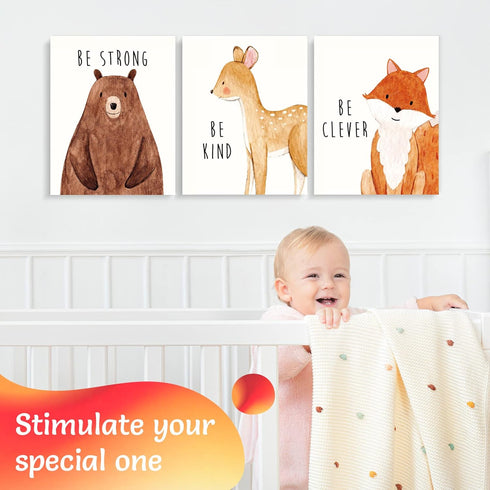 Set of 6 Baby Animal Nursery Wall Art Prints, Cute Inspirational Decor for Kids Room, Playroom, Unframed 8x10