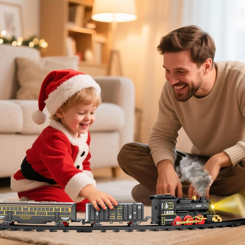 Novaluki Set 4-8, 3 4 5 6 7 8 Remote Control Train Toys with Smoke, Light and Sound, Christmas Electric Train for Kids