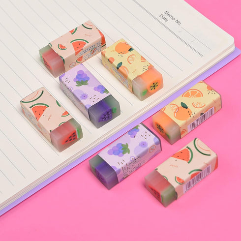 15Pcs Cute Fruit Erasers for Kids, Fun Food Pencil Erasers for School Supplies Party Favors