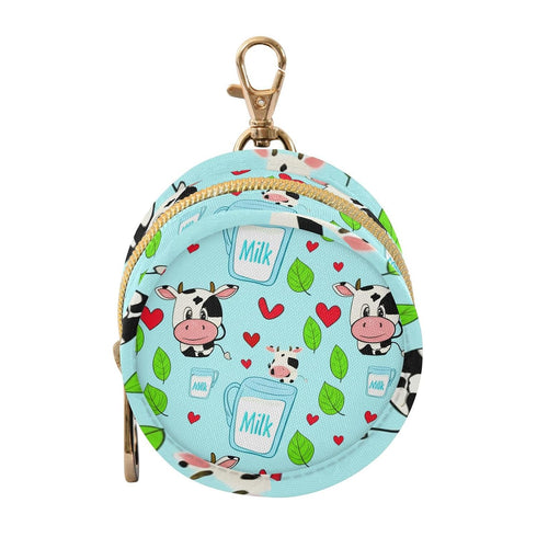 Cartoon Cows Round Pacifier Storage Case with Zipper, Portable Pacifier Case for