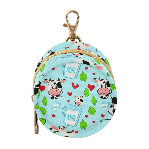 Cartoon Cows Round Pacifier Storage Case with Zipper, Portable Pacifier Case for