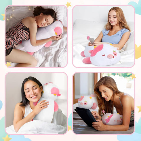 Weighted Stuffed Animals 4.0 Lbs, Weighted Strawberry Cow Plush, 23 inch Cow Weighted Pillow for Kids