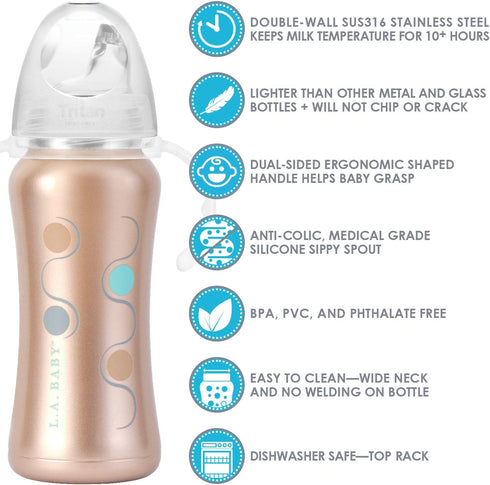 Ultimate Stainless Steel Sippy Cup, 9oz Insulated Sippy Cup for Toddlers - Rose Gold