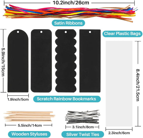 36 Sets Magic Scratch Art Bookmarks, 4 Style Rainbow Scratch Paper Art DIY Bookmarks for Party Favors