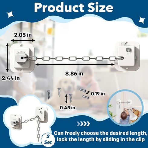 Hyparade 3M Child Proof Door Locks, No-Drill Adjustable Baby Safety Locks with Strong Adhesive, Ideal