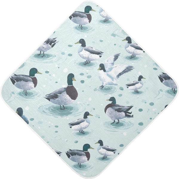 Pigsaly Cute Mallard Ducks Hooded Baby Towel Farmhouse Animals Baby Bath Towel Unisex