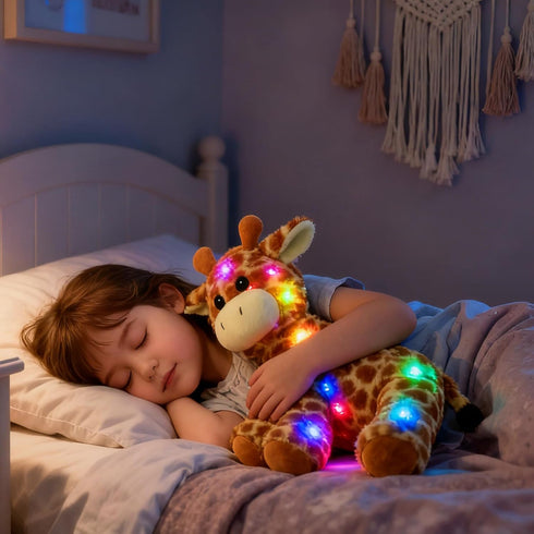 11'' Hopearl Lighting Up Giraffe Stuffed Animal Floppy LED Plush Toy Night Lights Glow Pillow Birthday Festival