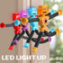 LED Light Up Sensory Fidget Robot Toys for Kids, Suction Cup Poseable Action Figures, XL