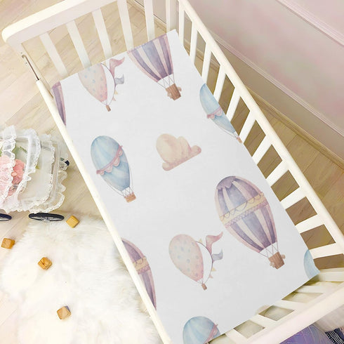 Watercolor Hot Air Balloon Crib Sheets for Boys and Girls, Soft and Breathable, 52 x 28 x 9 Inches