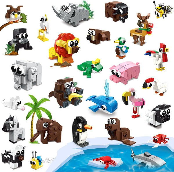 HOGOKIDS 30 Packs Party Favors for Kids, 867PCS Animals Building Blocks Sets for Classroom Prizes and Gifts