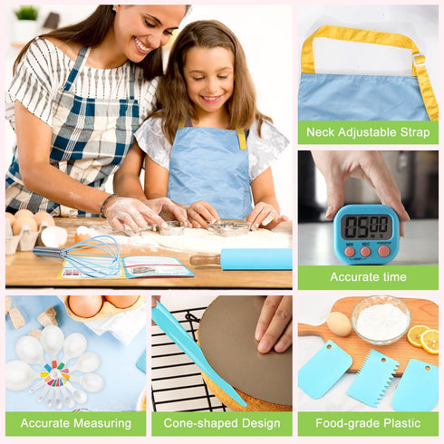 37PCS Sets Set 3 8 Kids Cooking Real, Kids Cooking and Baking Gift with Storage Case Timer Kid Safe Knives Cutting