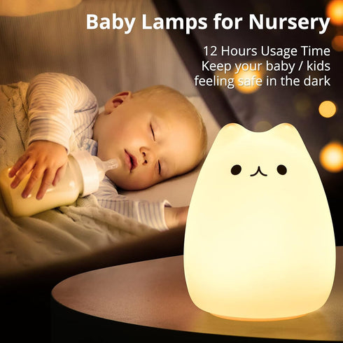 GoLine Cat Lamp - Gifts for 3-5 Year Old Girls, Kids Night Light for Bedroom, Kawaii Kitty Nursery Lamp