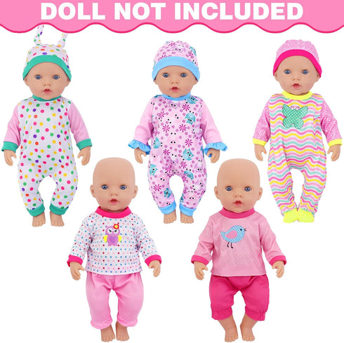 5 Sets 14-18 Inch 16 Inch UNICORN ELEMENT Baby Doll Clothes for Dolls, Baby Doll Pjs Clothes Outfits and Accessories