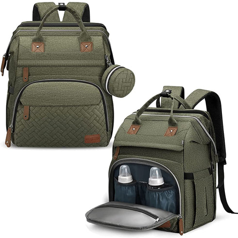 Backpack, Backpack DERJUNSTAR Diaper Bag Large Baby Bag with Changing Pad, Thick Padded Back & Straps, Laptop